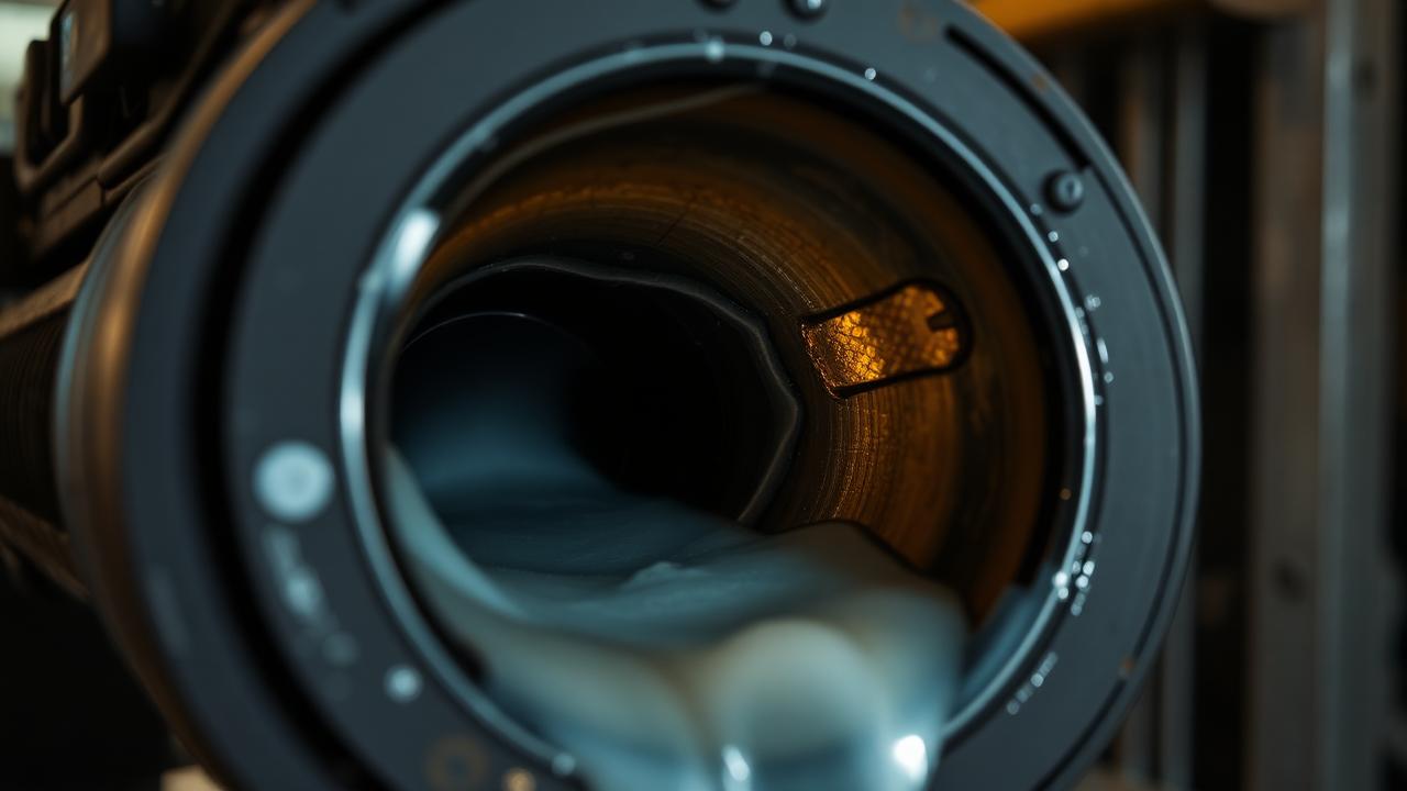 Chemical cleaning solution being applied inside a large caliber gun barrel bore